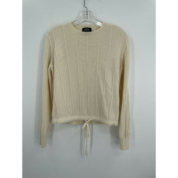 A.P.C. Pullover Cream Sweater Crewneck Ribbed Textured Regular Size Large - Picture 1 of 7